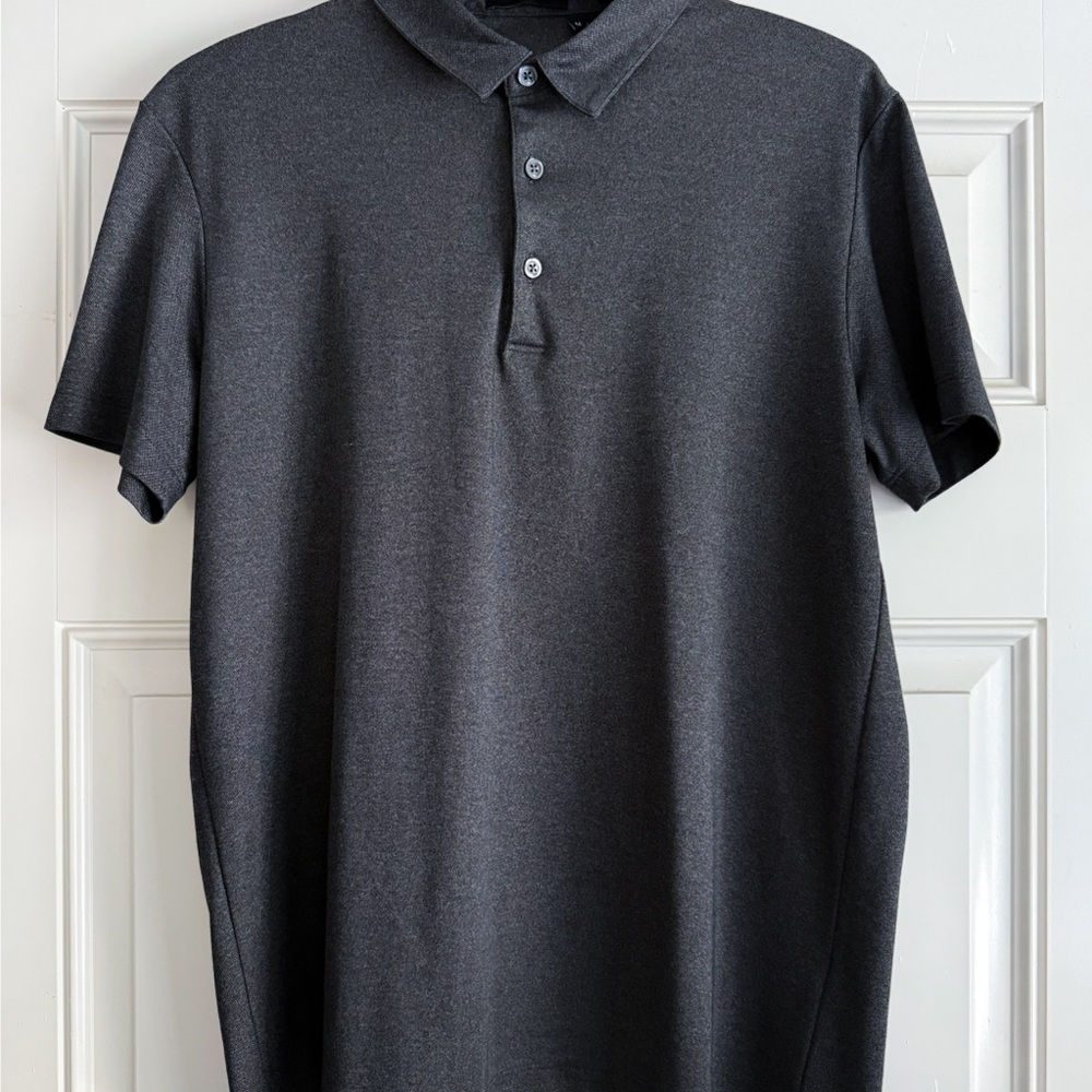 Theory charcoal Polo Shirt Smooth Knit Short Sleeve
